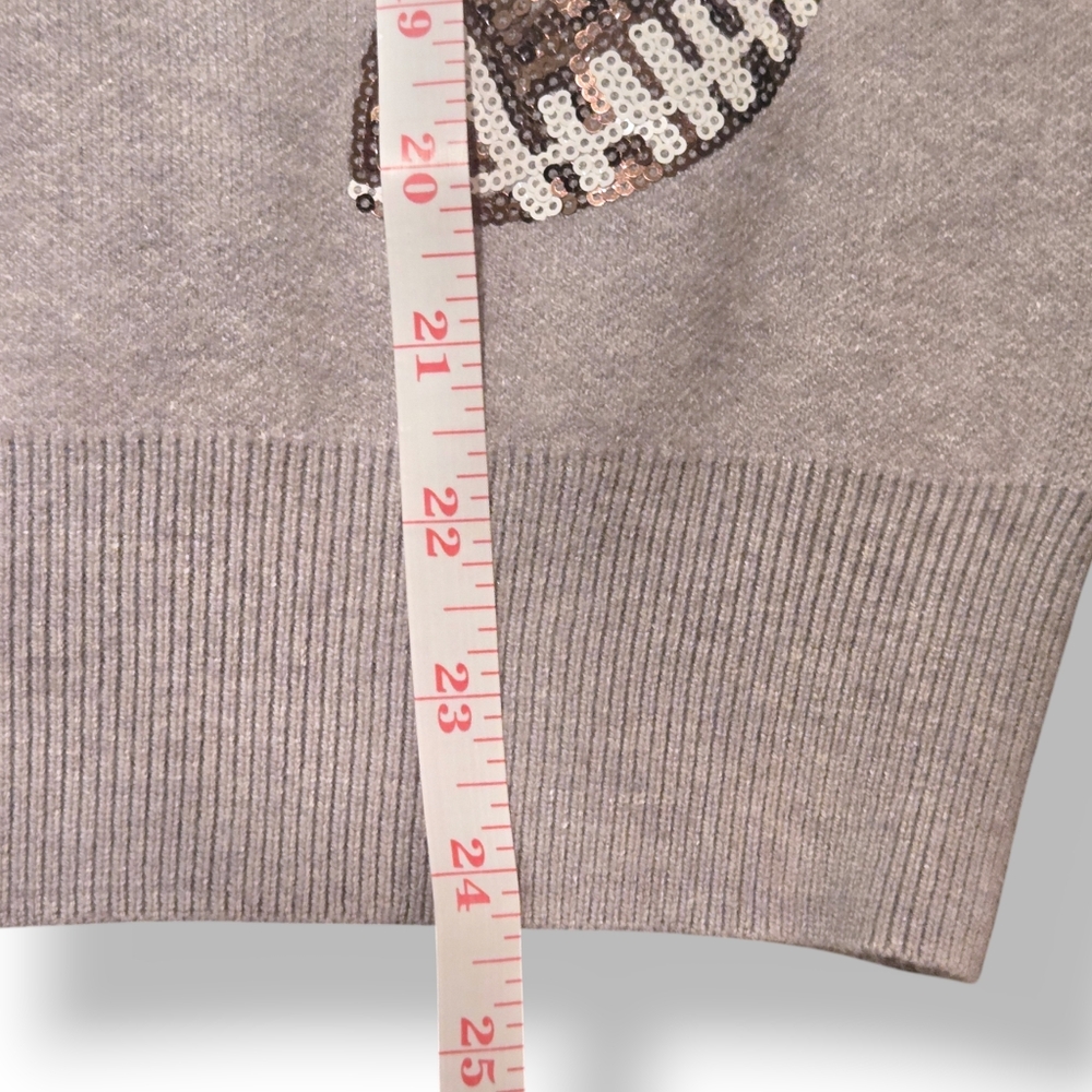 Calligraphie Women Sweater Gray Football Size M sequin superbowl NWT - Picture 4 of 10